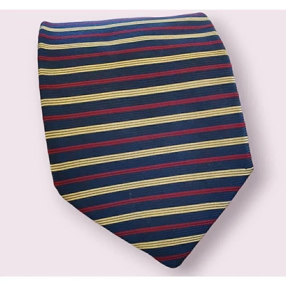 Brooks Brothers Makers Navy, Gold & Red Striped Necktie Tie Preppy | Ivy | EUC